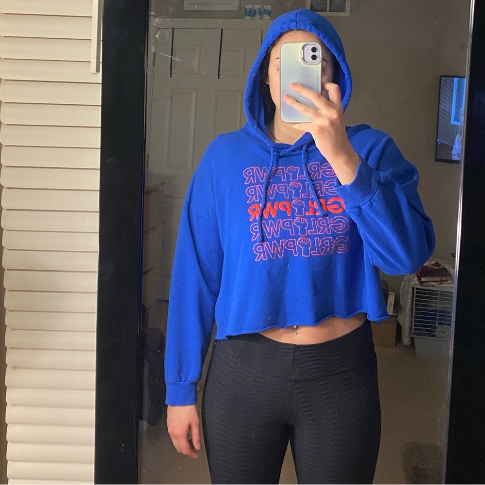 GRL PWR cropped hoodie
